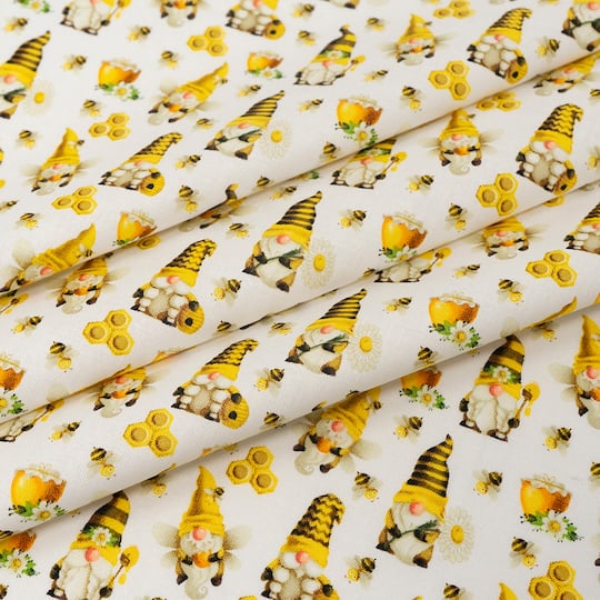 SINGER Bee Gnomes Print Cotton Fabric